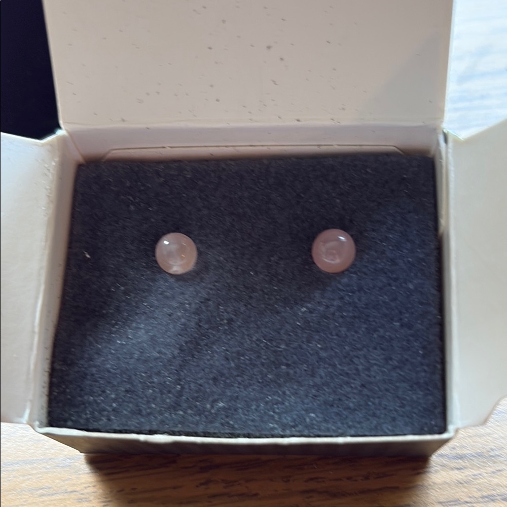 Elegant semi precious Rose Court Pink Stud Earrings with surgical steel post